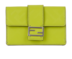 Fendi Baguette Card Holder, Leather, Green, MII, B/DB, 3*